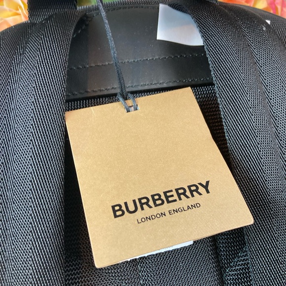 NWT Burberry Navy Grey IP Check Jeff Men’s Canvas Backpack - $1350 Retail - Picture 8 of 9